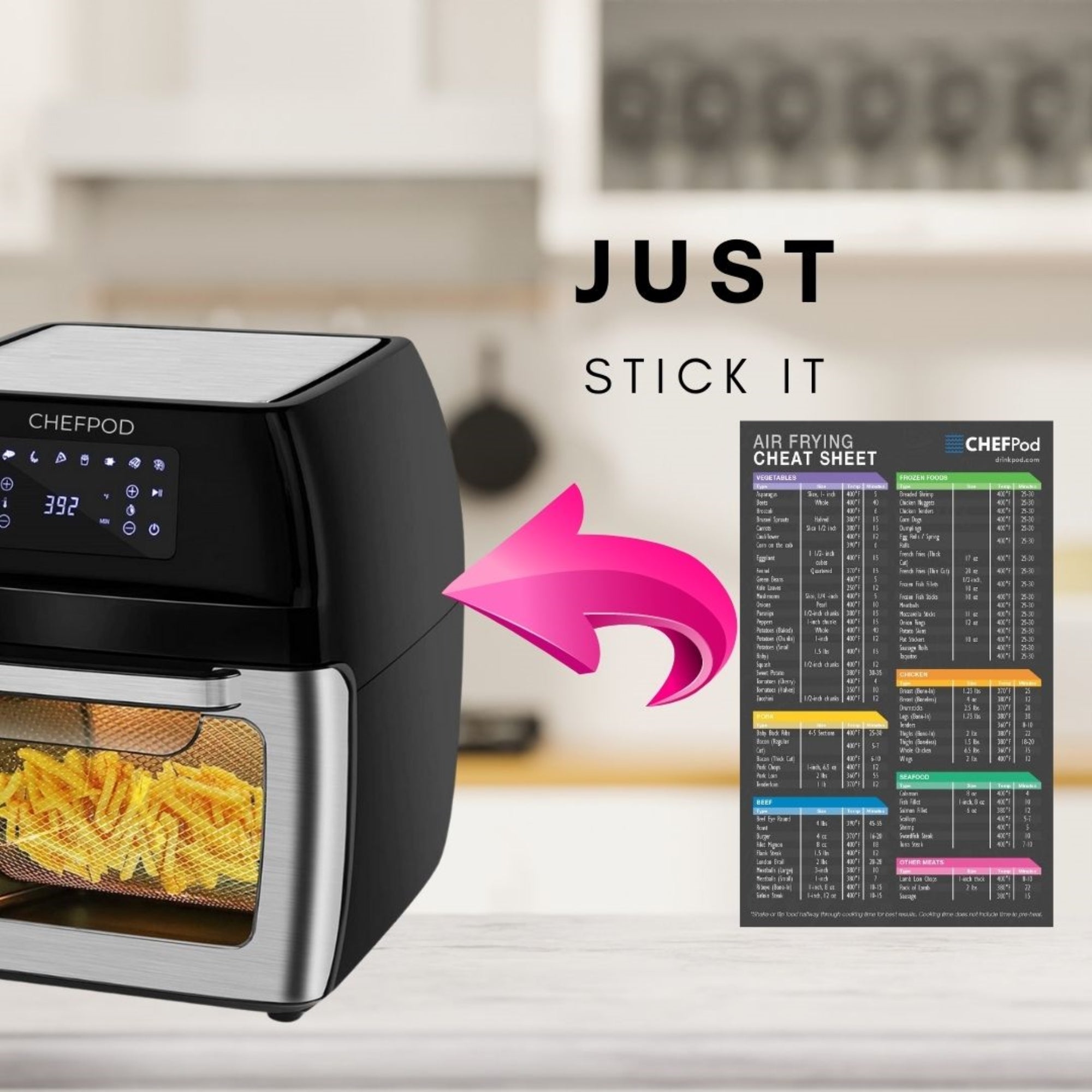 Air Fryer Magnetic Cheat Sheet Set Of 2, Air Fryer Accessories Cook