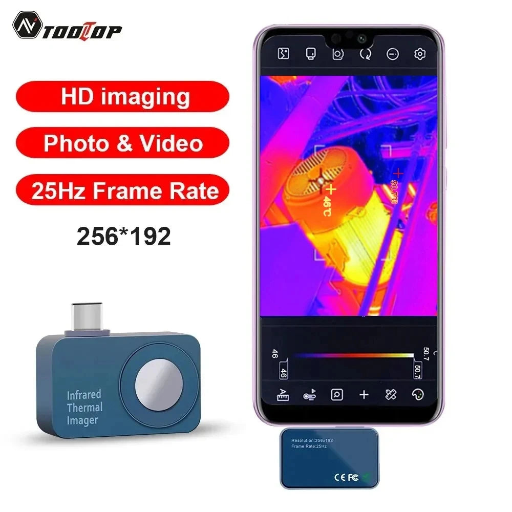 TOOLTOP T7 256*192 Android Type-C Thermal Imager 25Hz Mobile Thermal