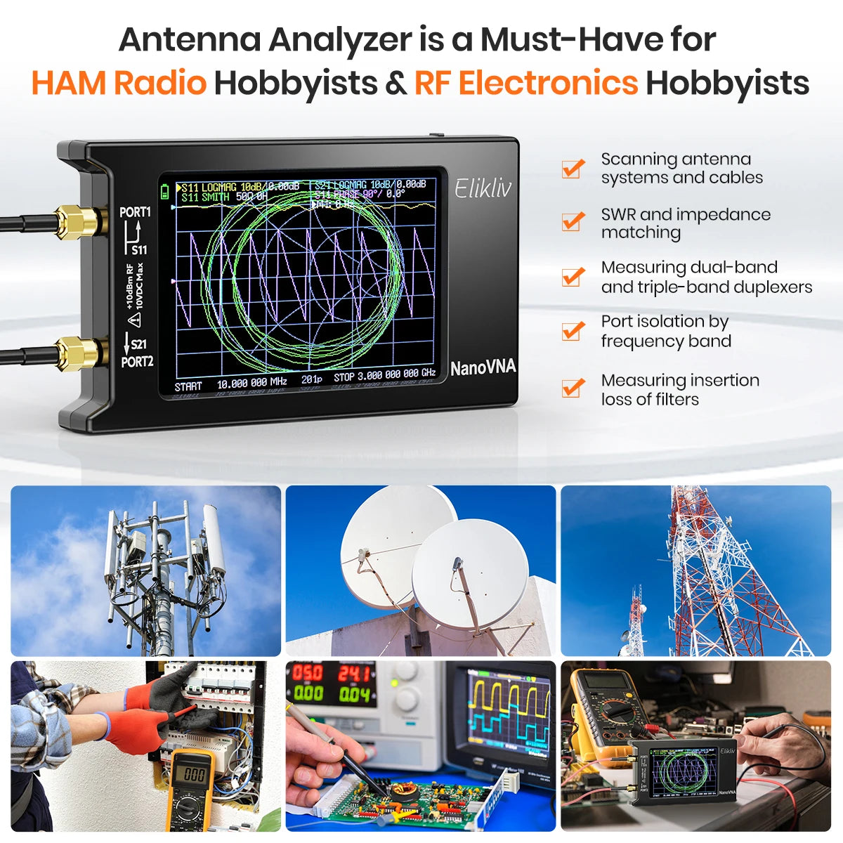 Spectrum Anslyzer NanoVNA-H4 2.8/4“ Vector Network Antenna Analyzer