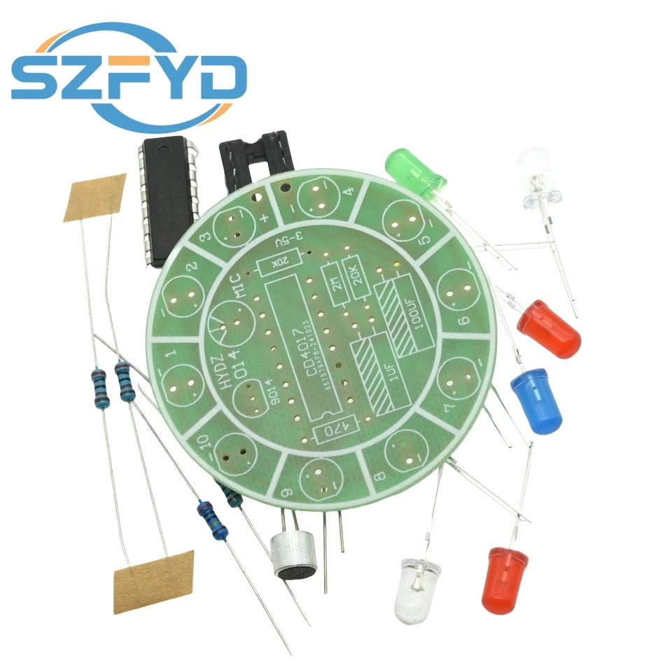 CD4017 Colorful Voice Control Rotating LED Light Kit Electronic