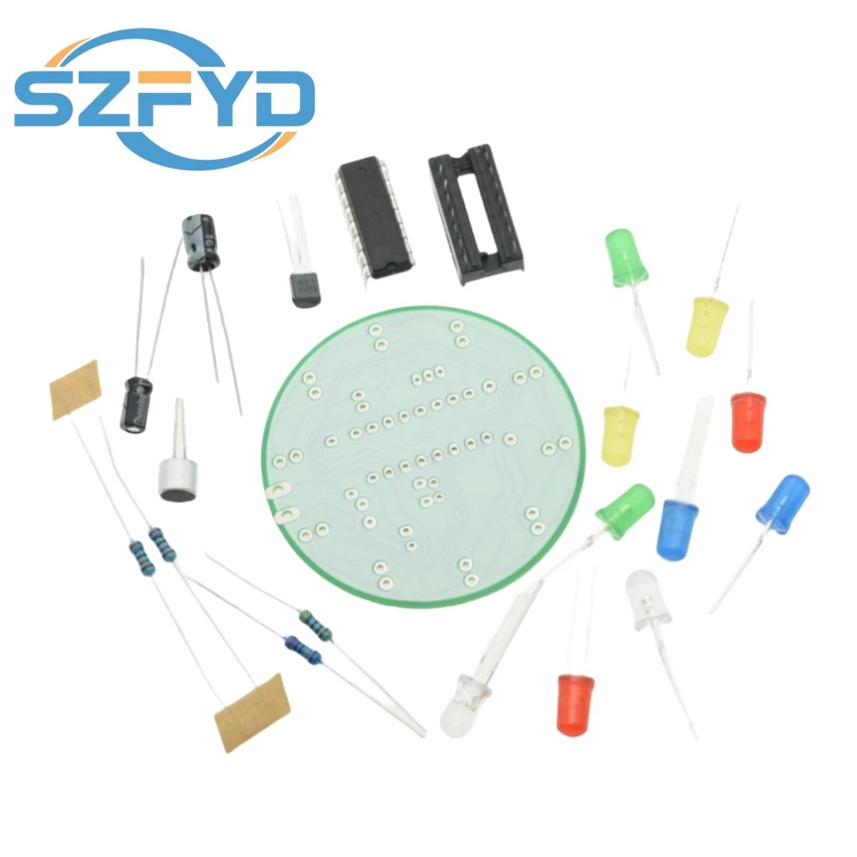 CD4017 Colorful Voice Control Rotating LED Light Kit Electronic