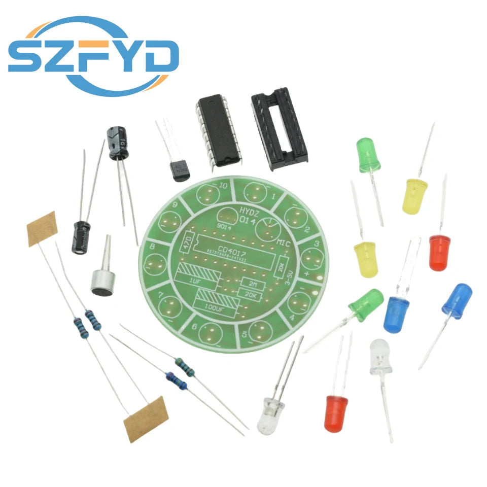 CD4017 Colorful Voice Control Rotating LED Light Kit Electronic