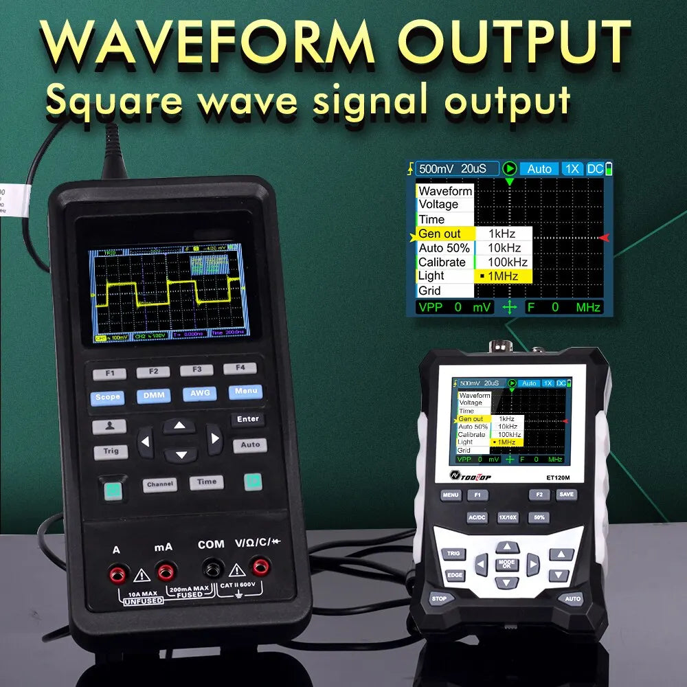 TOOLTOP ET120M 120MHz Handheld Digital Oscilloscope 1Mhz Square Wave