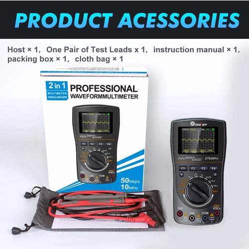 TOOLTOP ET828Pro 10MHz 50Mps/s Handheld Oscilloscope 6000 Counts True