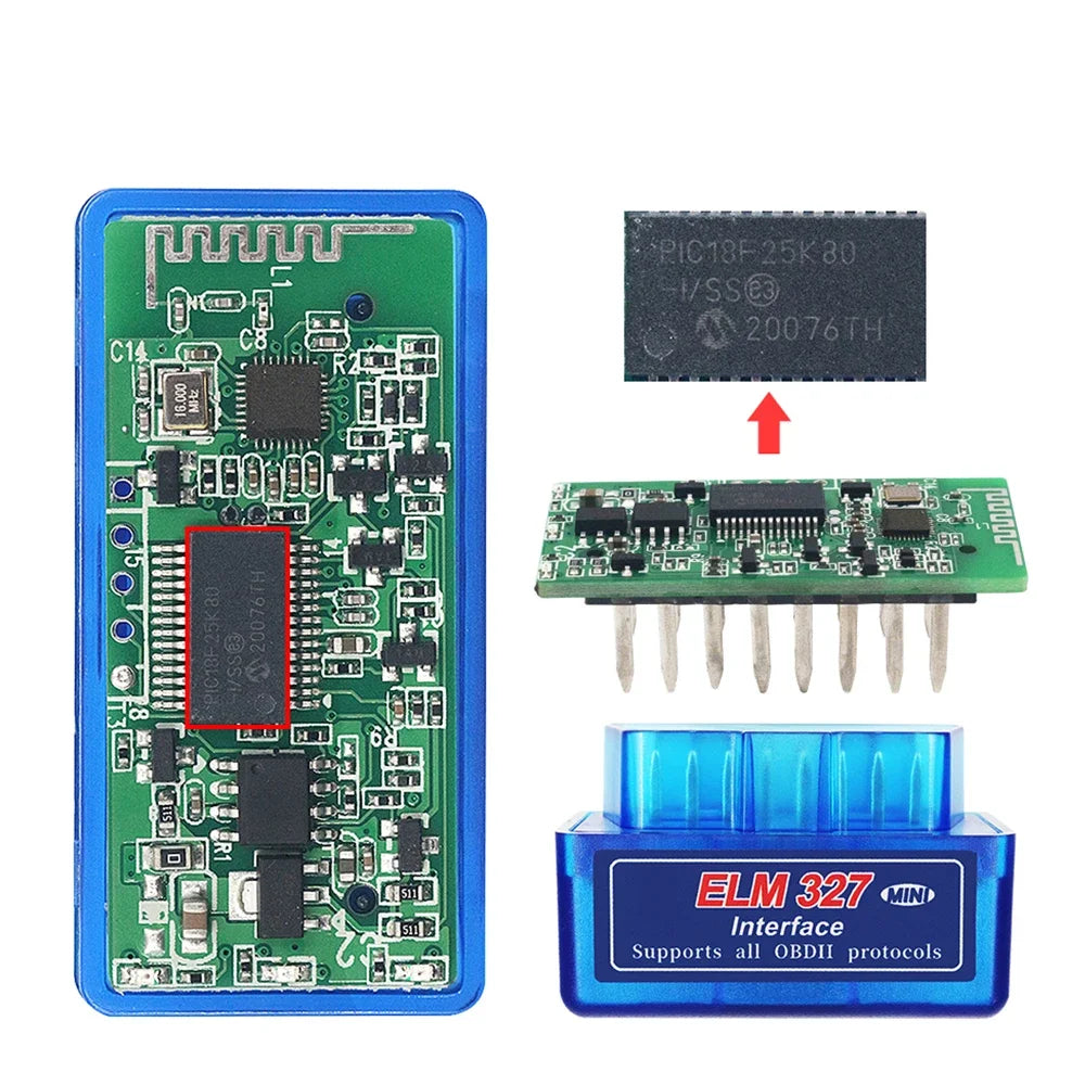 Mini ELM327 V1.5 Diagnostic Tool Bluetooth 5.1 PIC25K80 Chip