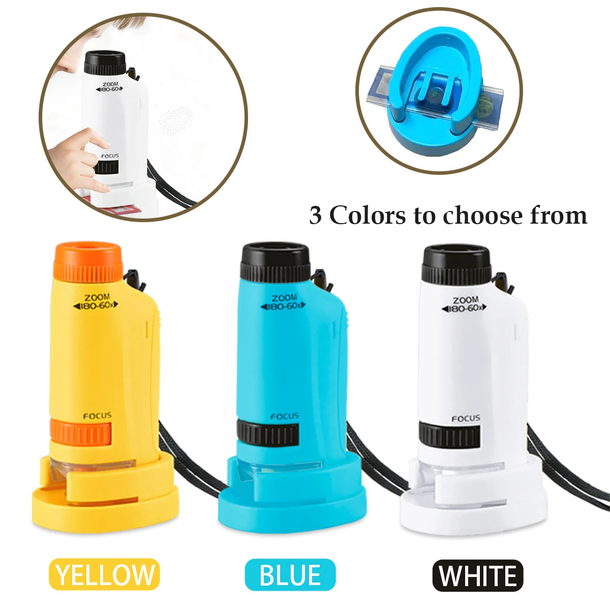 Pocket Microscope for Kids, Handheld Mini STEM & Science Toy LED Light