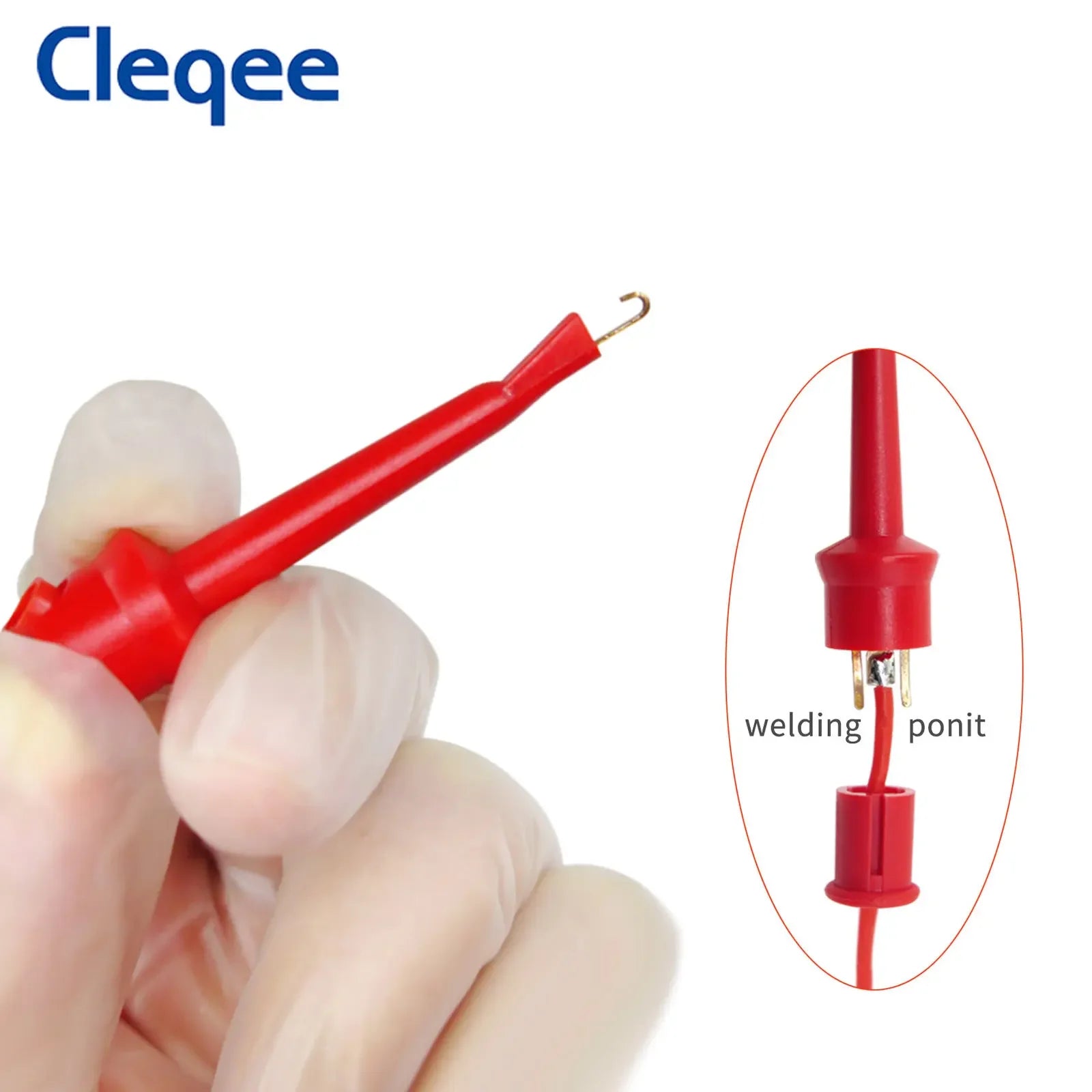 Cleqee 10pcs Test Hook Clip to Dupont Male/Female Jumper Wire 26AWG
