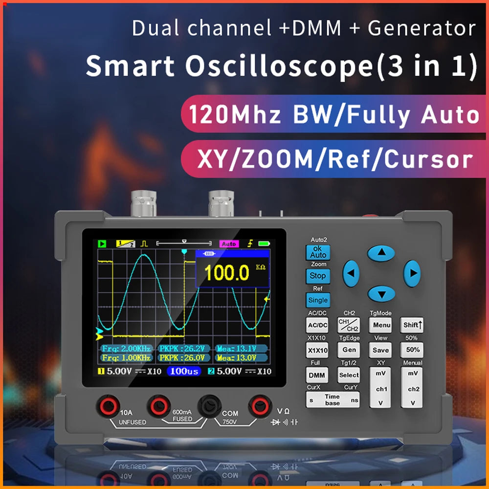 3in1 Digital Oscilloscope Multimeter Signal Generator Dual Channel