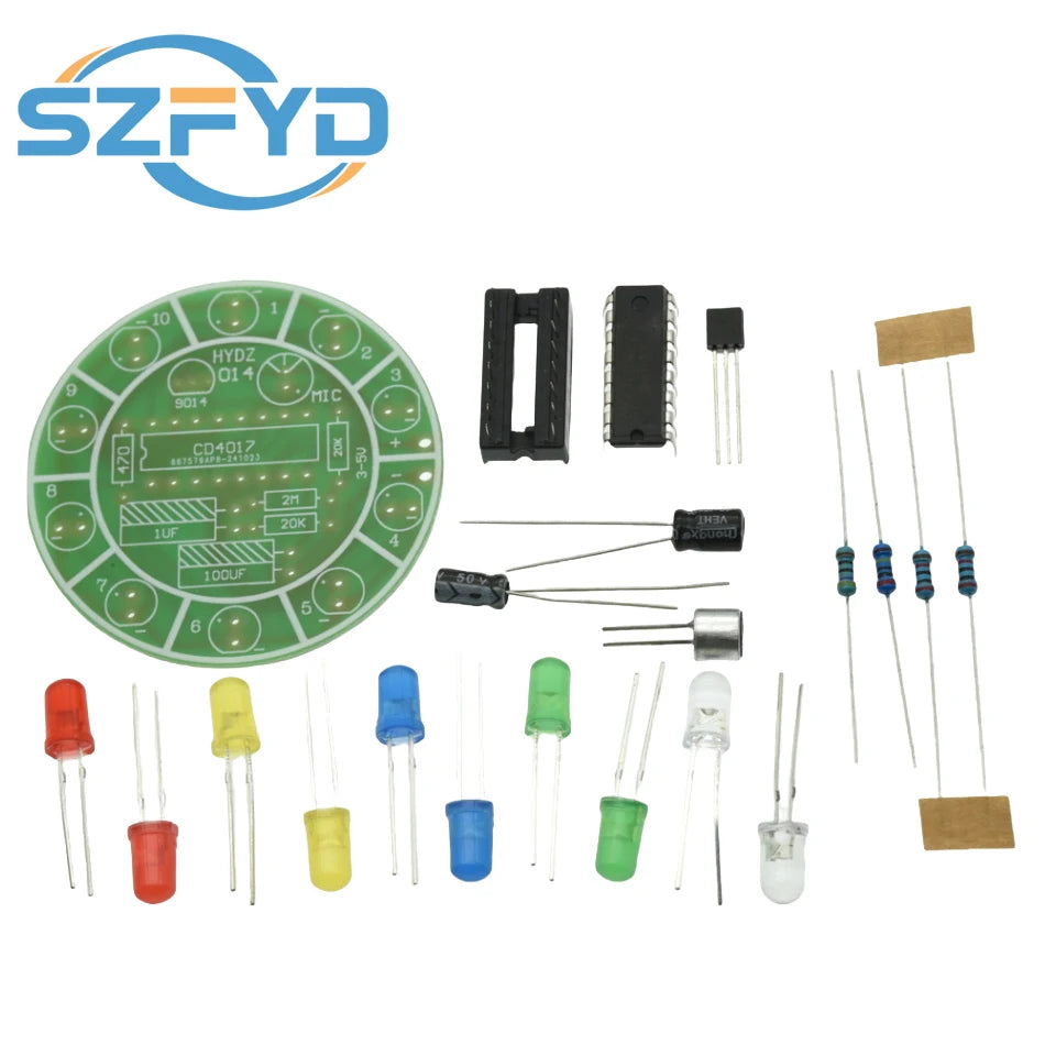 CD4017 Colorful Voice Control Rotating LED Light Kit Electronic