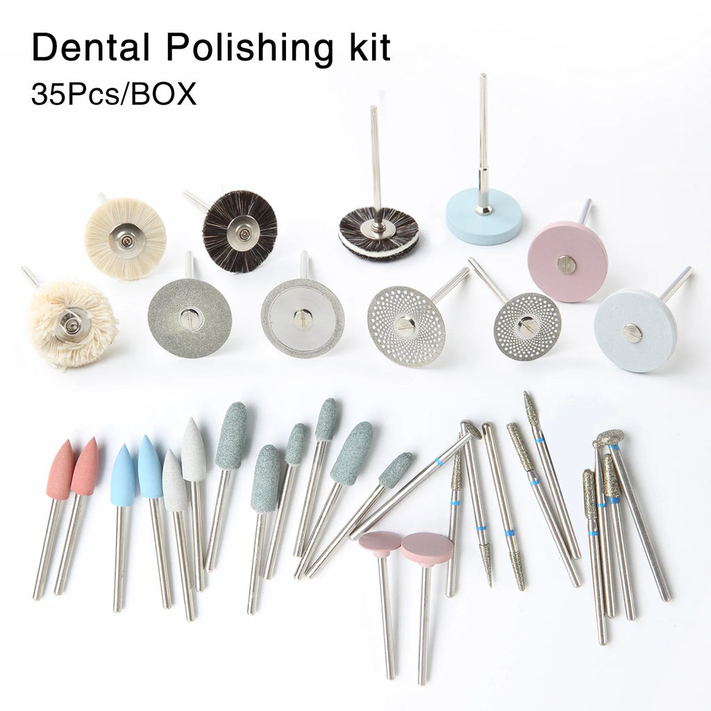 35pcs/Set Dental Lab Polishing HP Kit Ceramic Porcelain Grinding