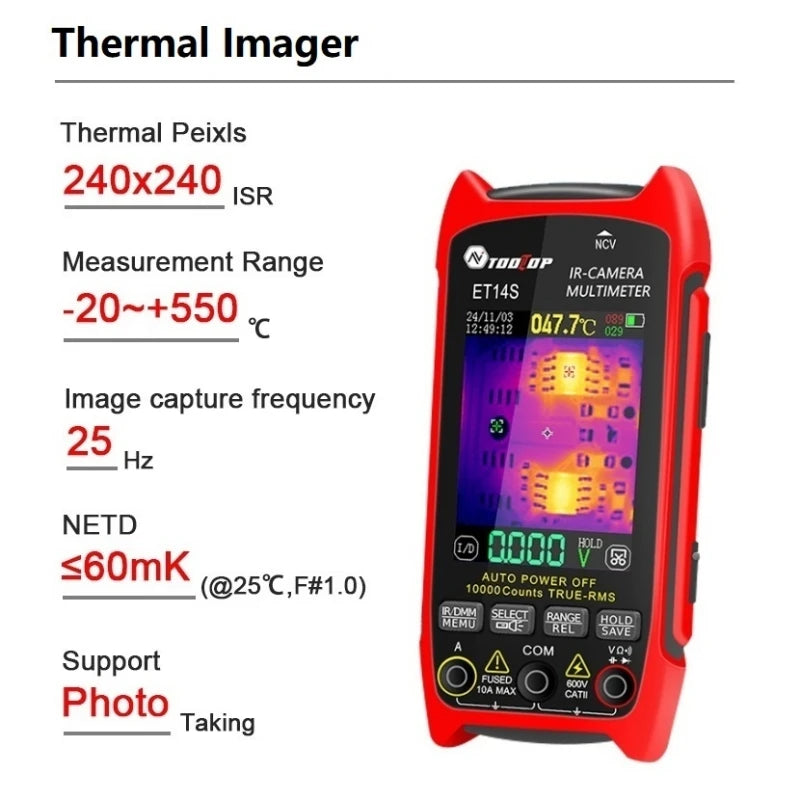 ET14S IR Camera Multimeter ISR 240x240 Thermal Imager 19999 Counts