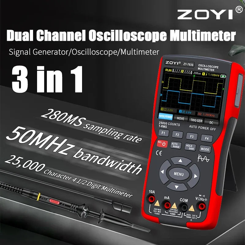 ZOYI ZT- 3-in-1 Oscilloscope Multimeter with 3.5 Inch IPS