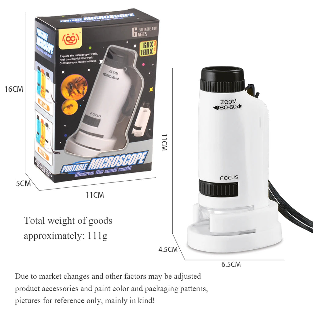 Pocket Microscope for Kids, Handheld Mini STEM & Science Toy LED Light