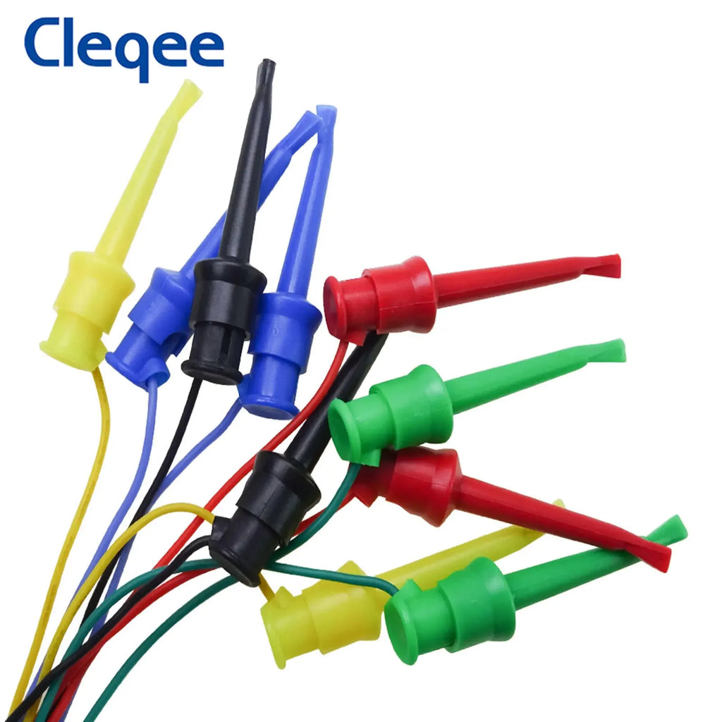 Cleqee 10pcs Test Hook Clip to Dupont Male/Female Jumper Wire 26AWG