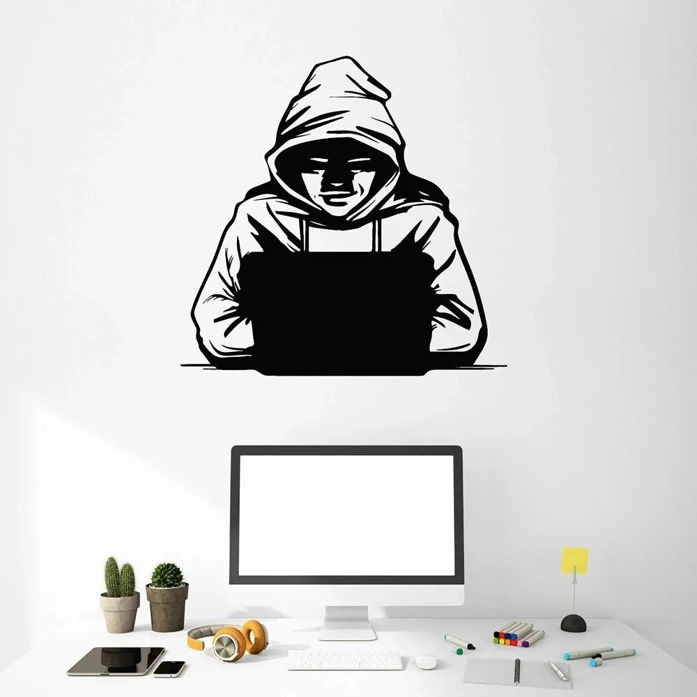Vinyl Wall Decal Hacker Computer Security Laptop IT Hacking Stickers