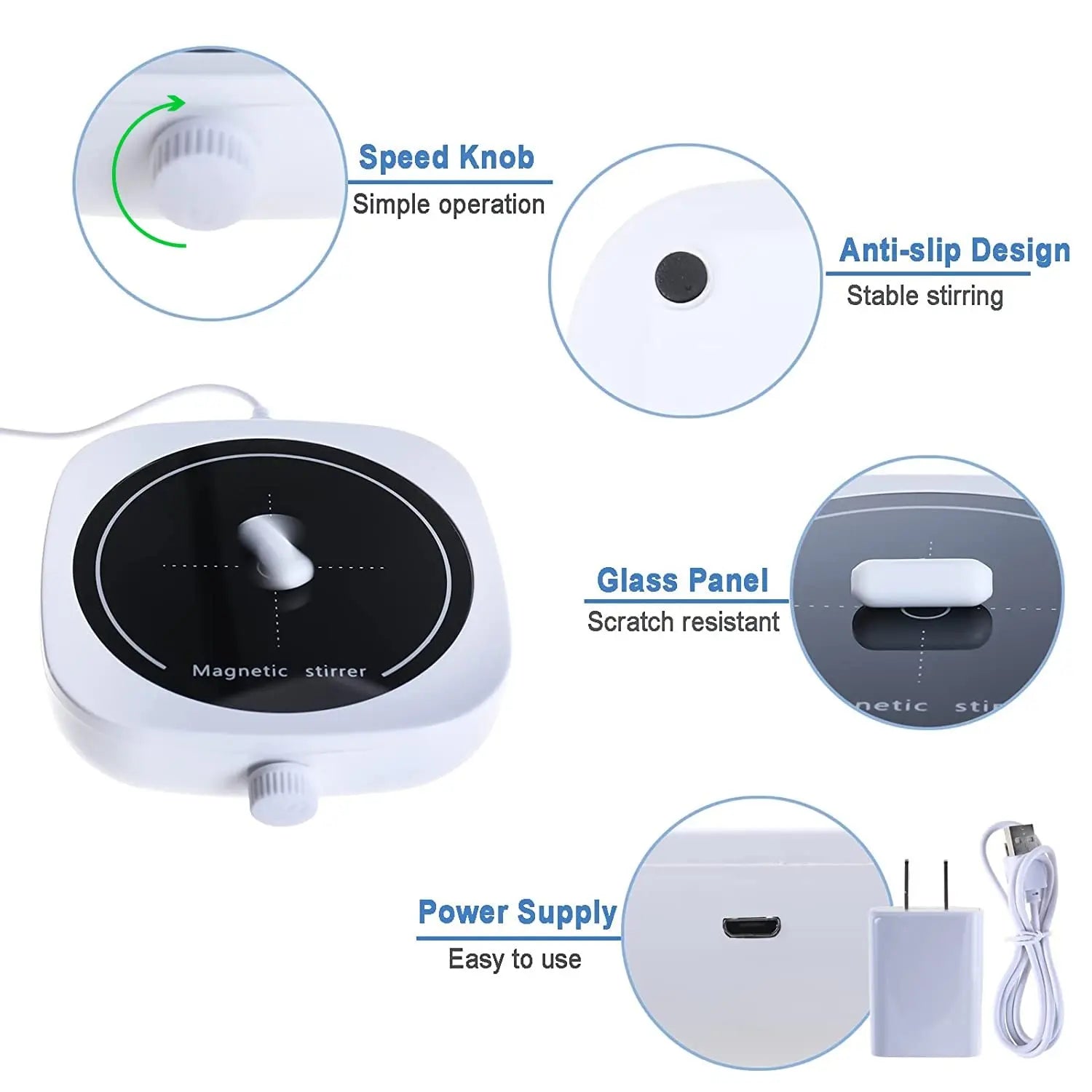 Mini Stir Plate Magnetic Lab Stirrer with 2 Stir Bars, Magnetic Mixer