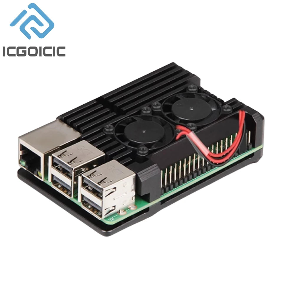 For Raspberry Pi 4 3 Model B 3B Plus Aluminum Case with Dual Cooling
