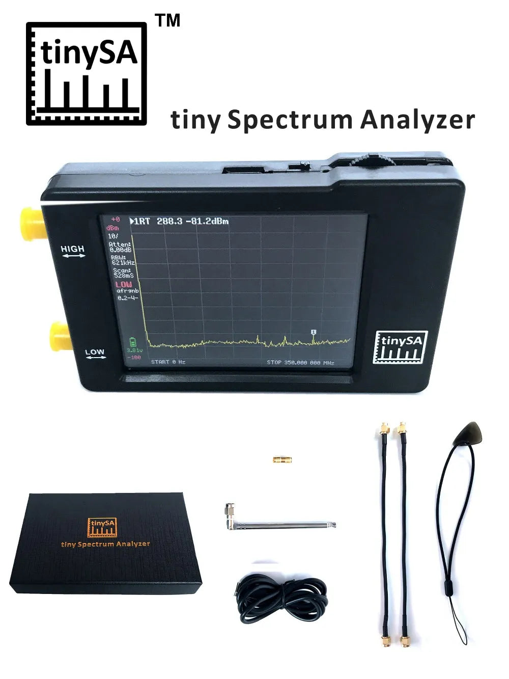 Original Hugen Version TinySA 2.8 inch Display 100kHz to 960MHz Hand