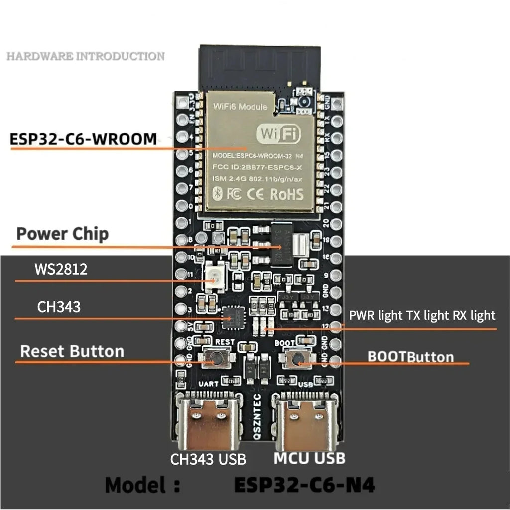 ESP32-C6 WiFi6+Bluetooth5.0+ZigBee3.0  Development Board ESP32 Core