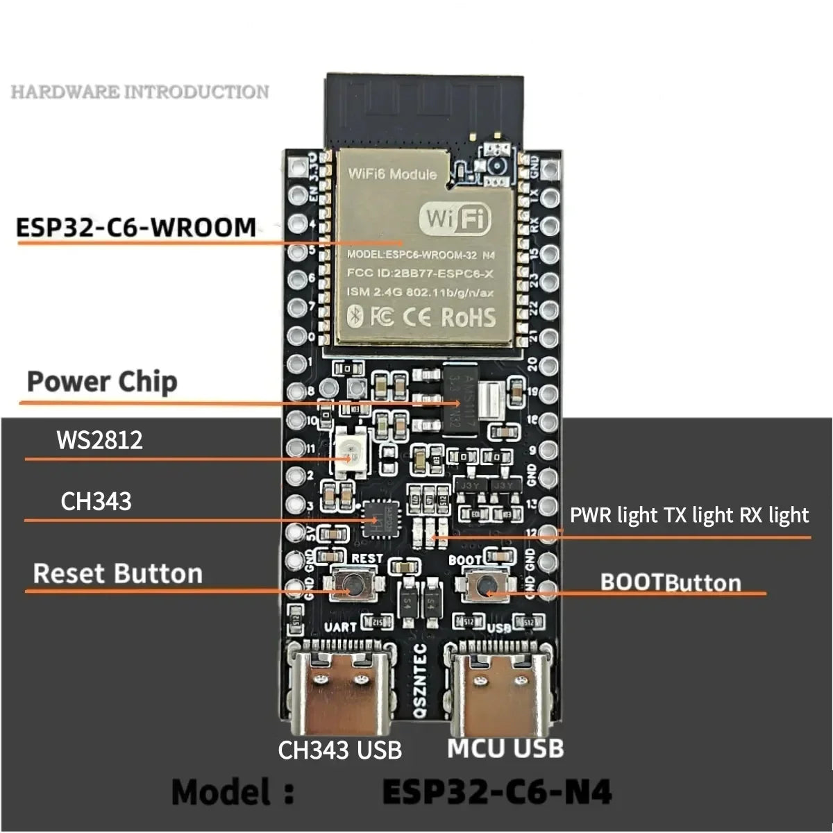 ESP32-C6 WiFi6+Bluetooth5.0+ZigBee3.0  Development Board ESP32 Core