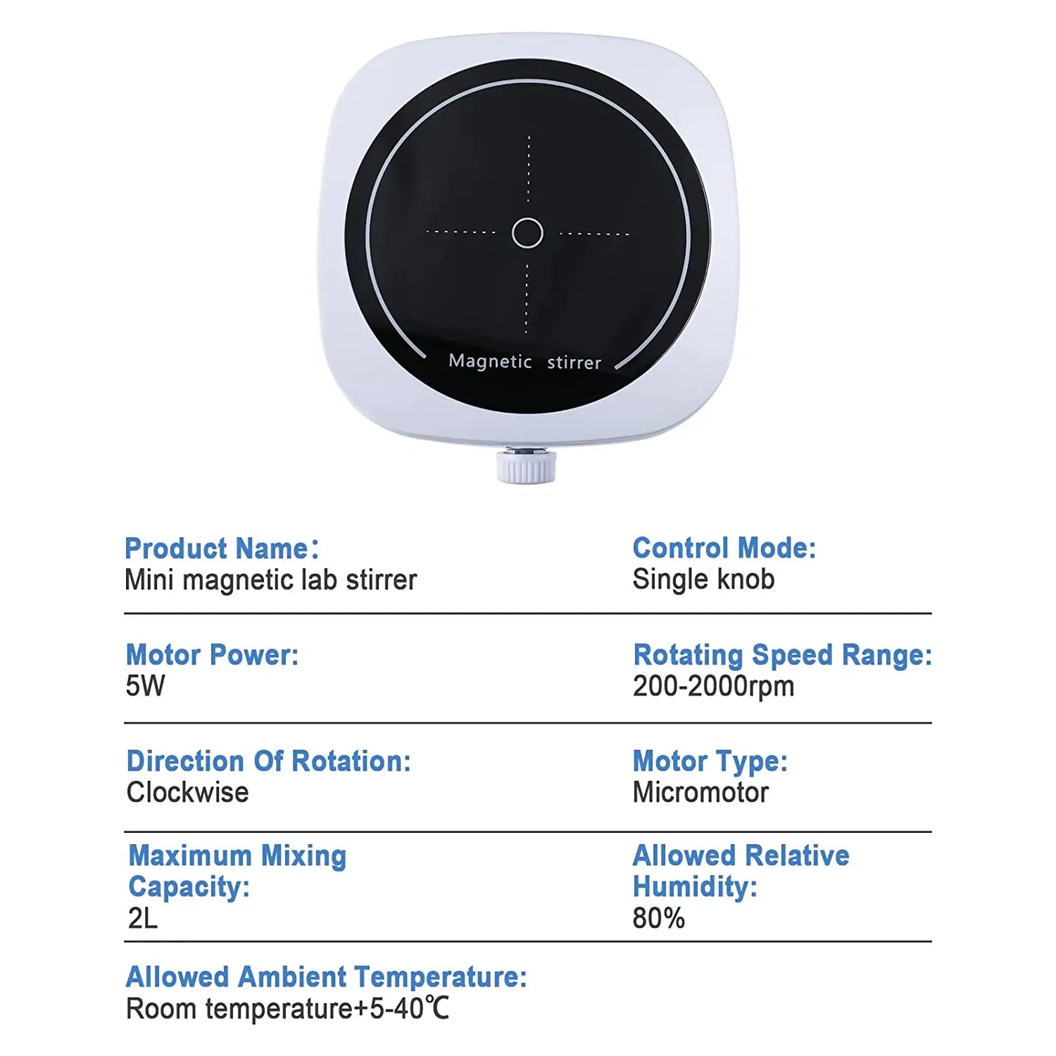 Mini Stir Plate Magnetic Lab Stirrer with 2 Stir Bars, Magnetic Mixer