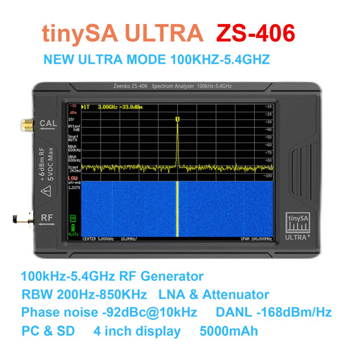 Latest TinySA Ultra Plus 5.4GHz ZS406 / 7.3GHz ZS407 3.95 inch Touch