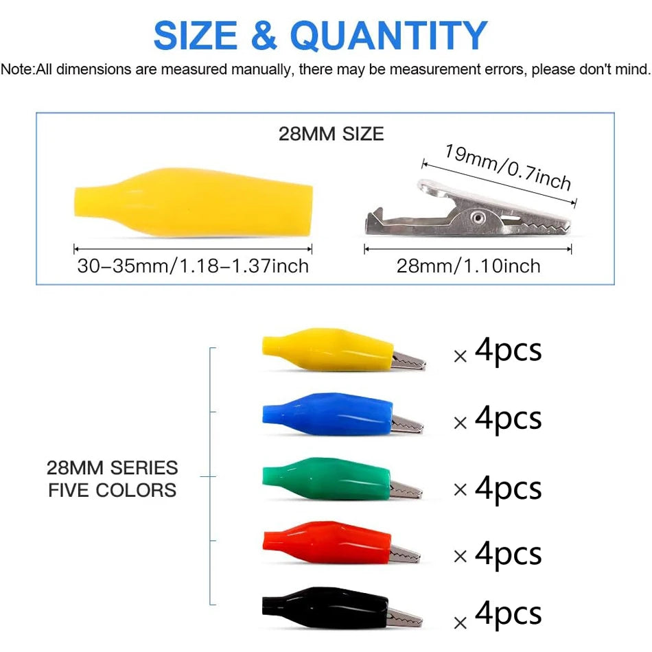 20pcs 28mm 5 Colors Small Test Clips Small Power Safety Iron Clips
