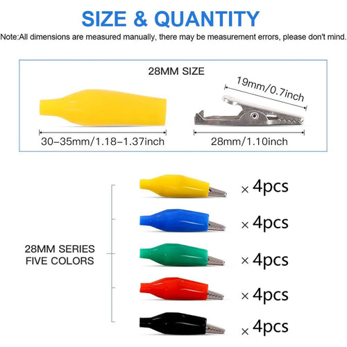 20pcs 28mm 5 Colors Small Test Clips Small Power Safety Iron Clips