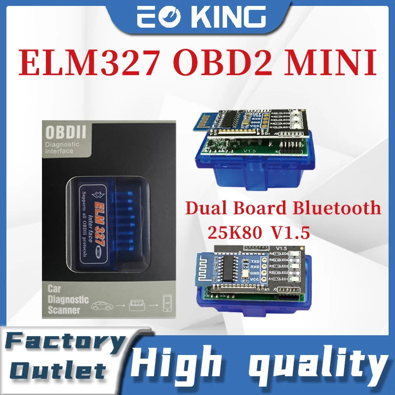 Mini ELM327 V1.5 Diagnostic Tool Bluetooth 5.1 PIC25K80 Chip