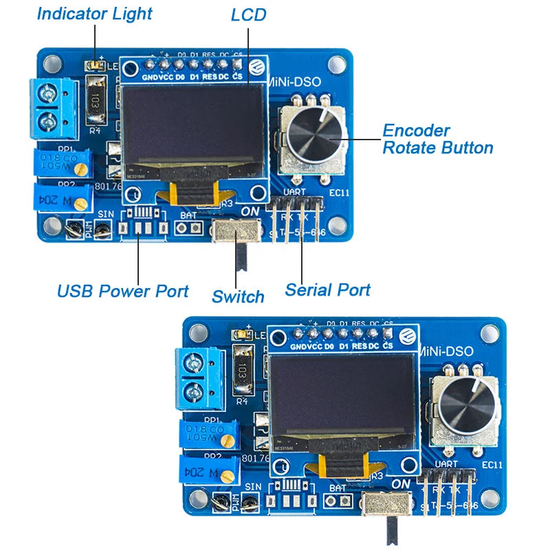 Mini DOS LCD Oscilloscope Kit STC8K8A Single Chip Microcomputer