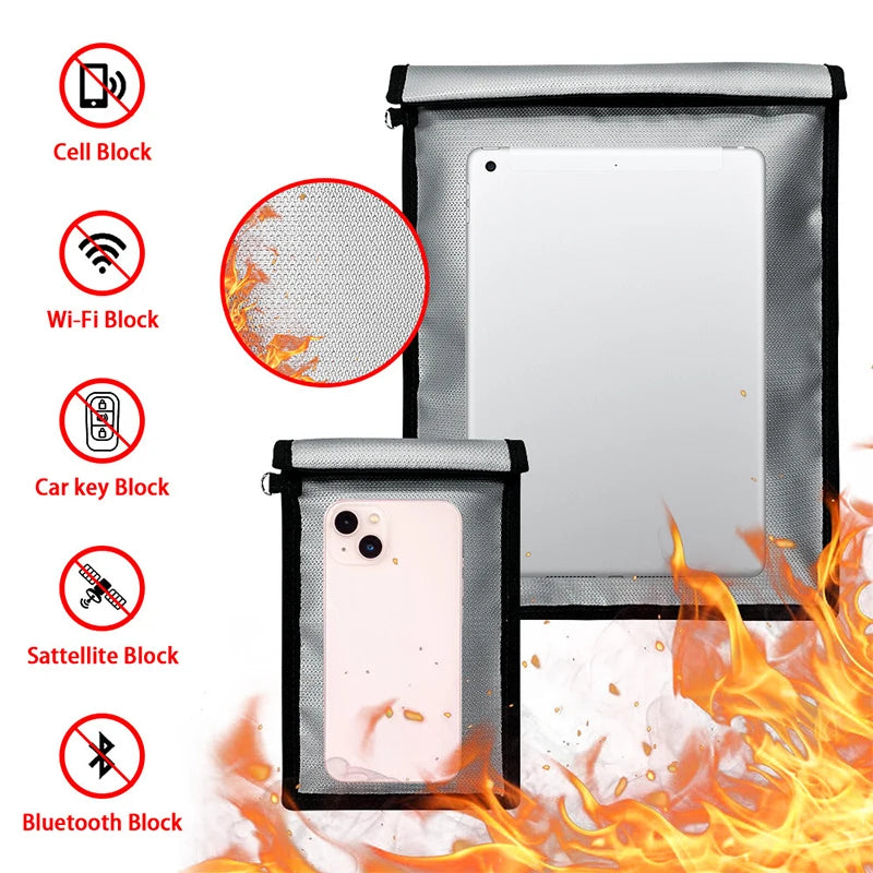 Upgraded Waterproof & Fireproof Faraday Bag for Car Keys, Cell Phone,